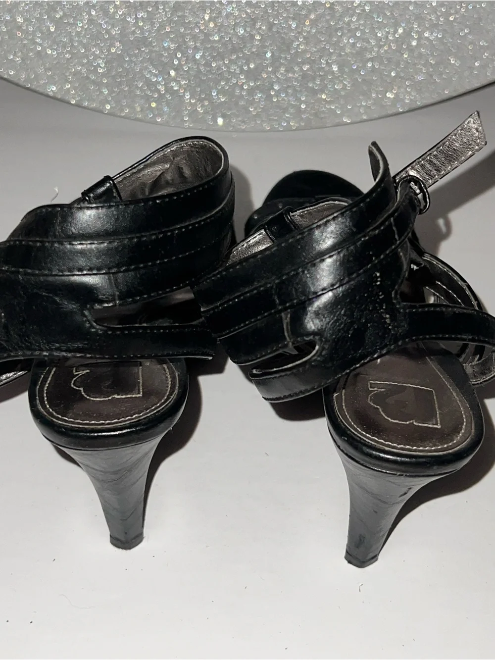 R2 Black Studded Strappy Heeled Sandals